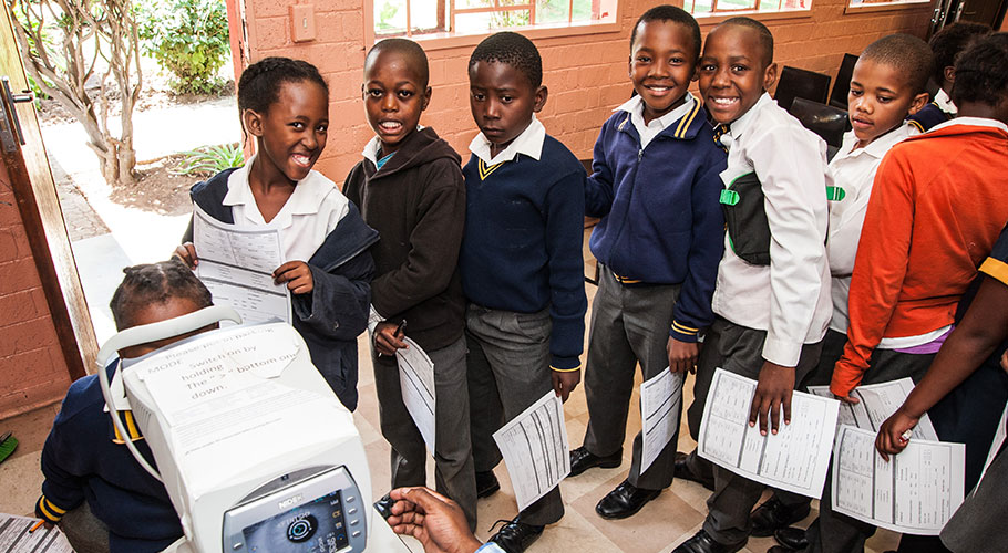 South African students receiving their We See eye exams