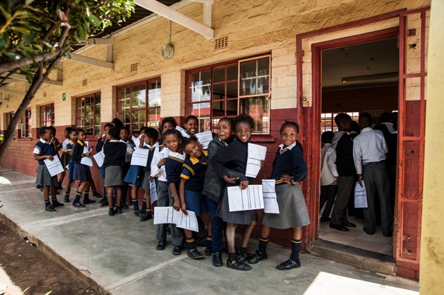 School children waiting for their We See eye exams